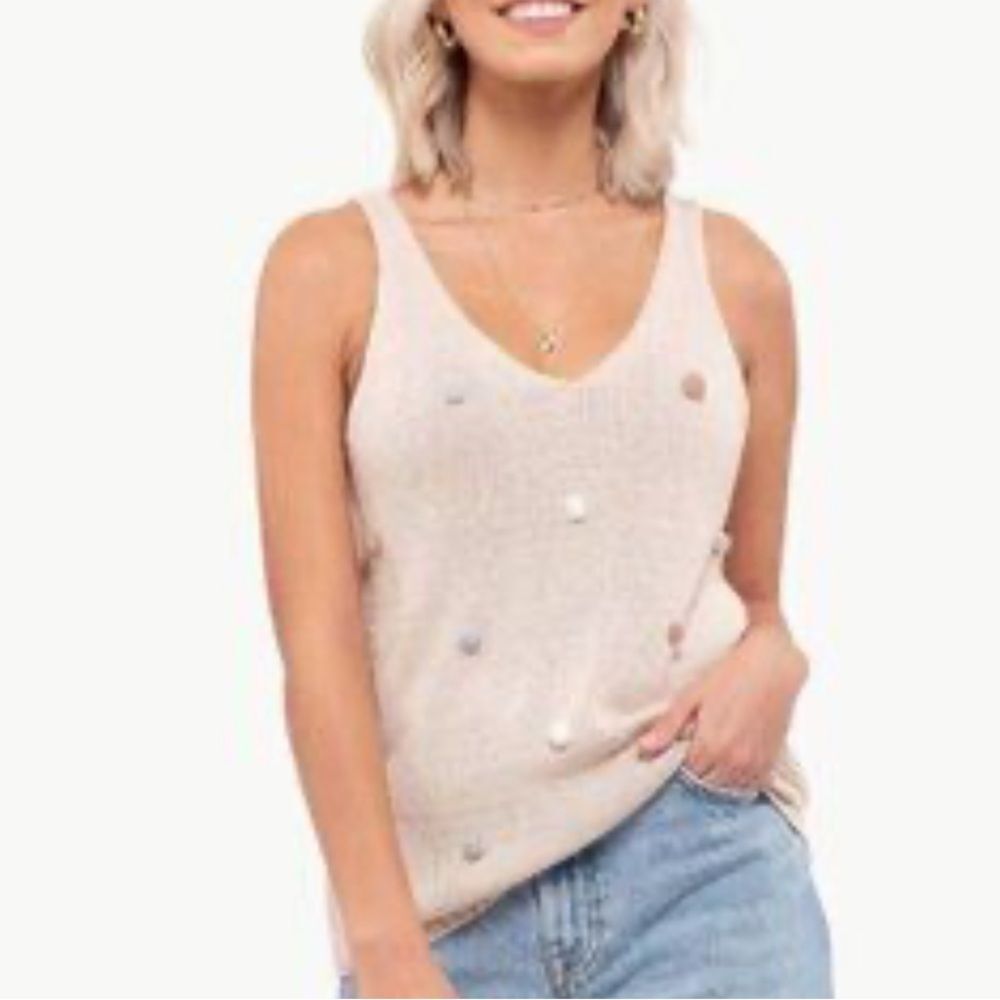 Blu Pepper Pink Pom Pom Knit tank Top